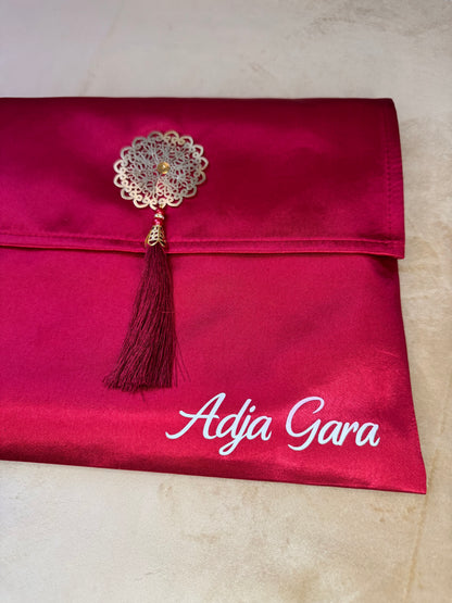 Pochette+tapis de prière rouge