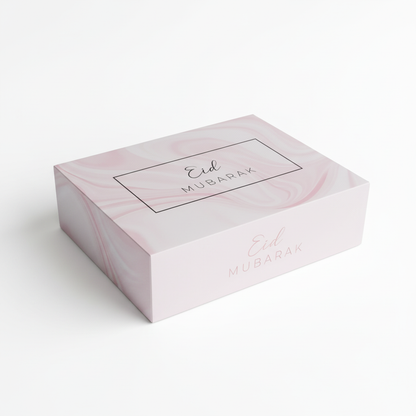 Boîte Eid Mubarak rose marbrée