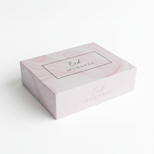 Boîte Eid Mubarak rose marbrée