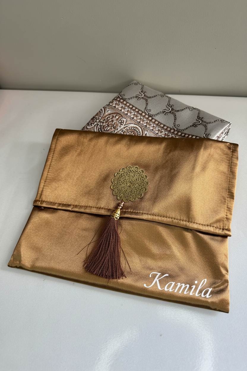 Pochette bronze avec Kamila - vue avec enveloppe